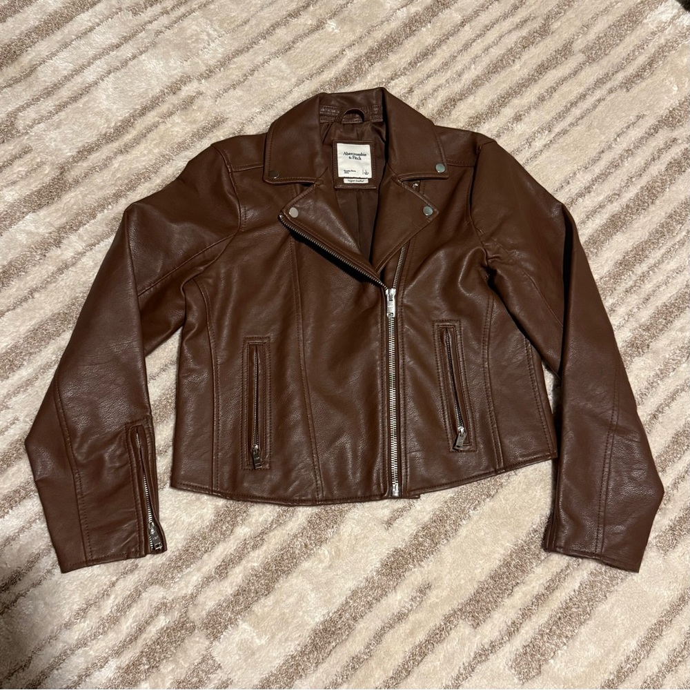 Abercrombie & Fitch Brown Vegan Leather Jacket
